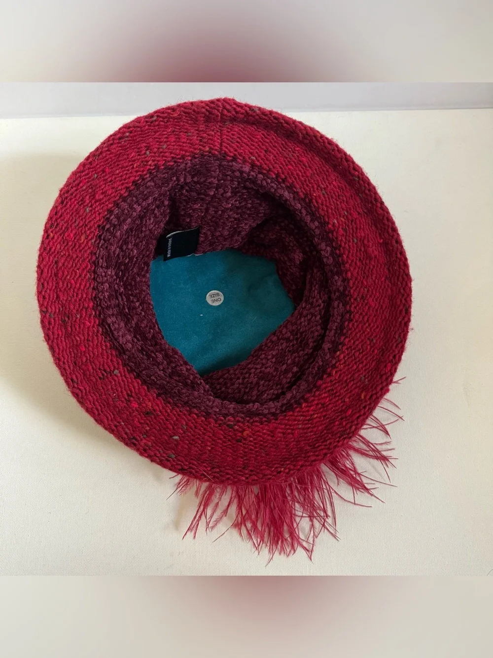 Mad4Hats Patsy Flood O'Connor Red Wool Feather Hat Derby Millinery Ireland Boho